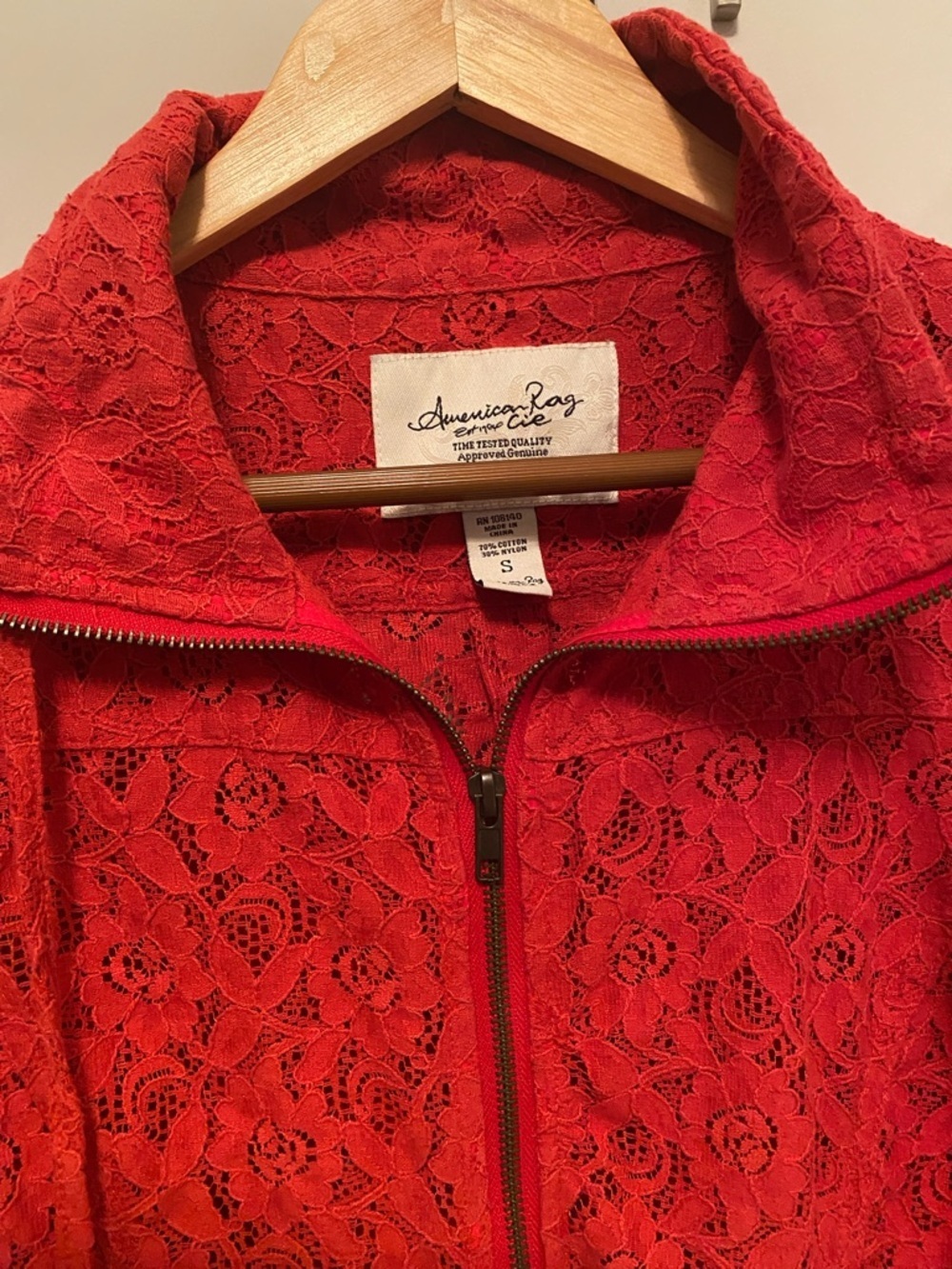 American Rag Red Lace Zip-Front Jacket size S - Picture 4 of 5